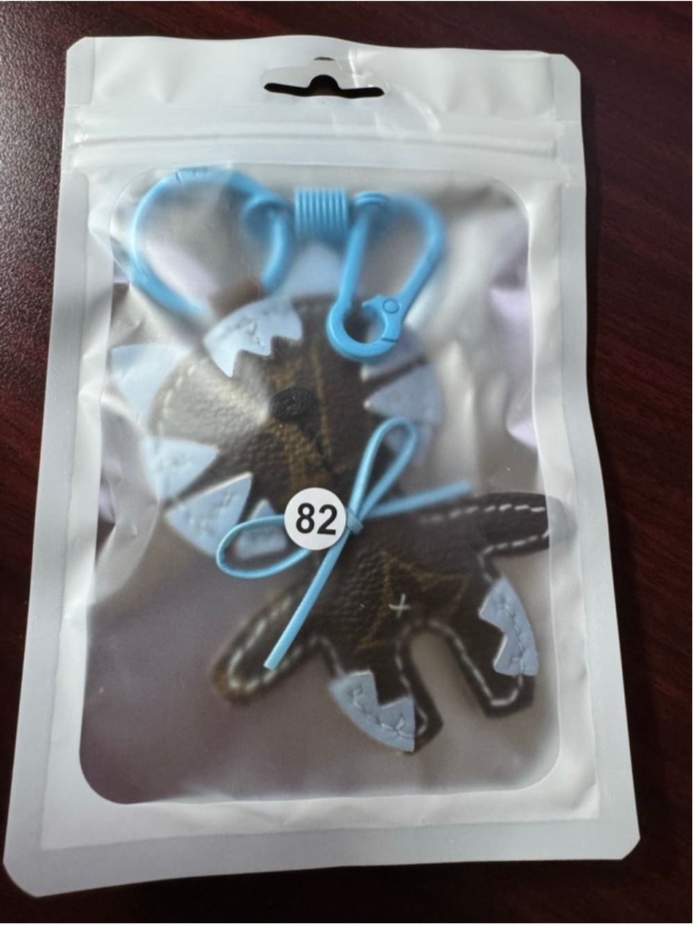 Handmade Kitty Cat Keychain Blue Bow One of a Kind Bag Charm - Picture 6 of 7